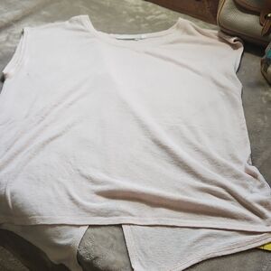 Athleta Light Pink Short Sleeve Tee With Cross Over "Open" Back
